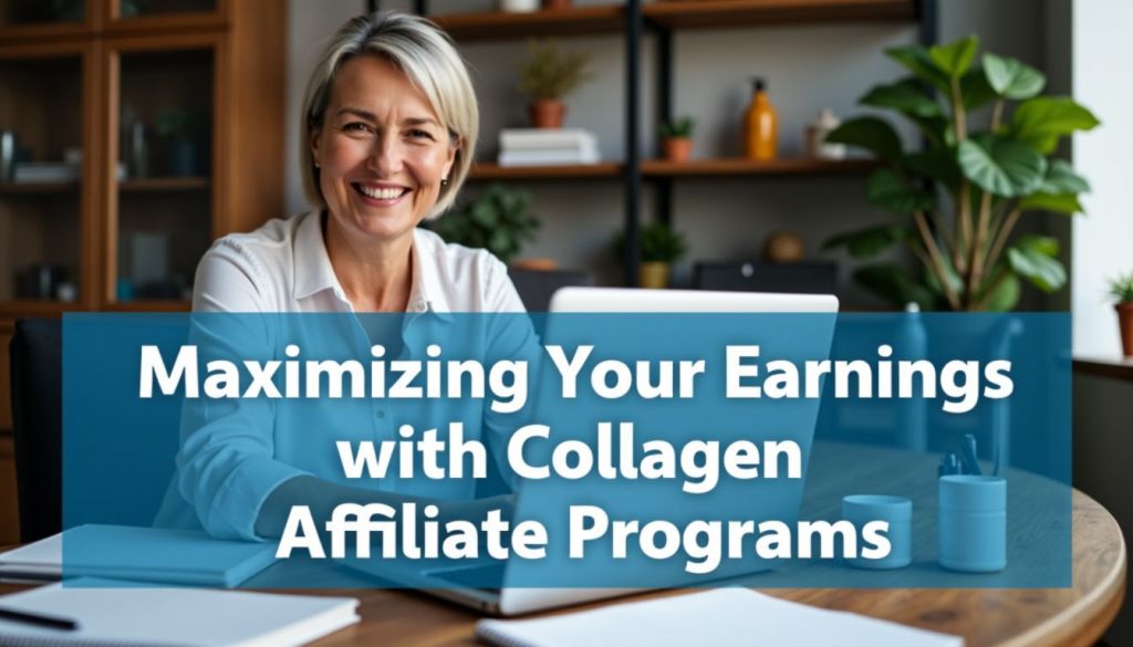 A woman working on collagen affiliate marketing strategies from home.