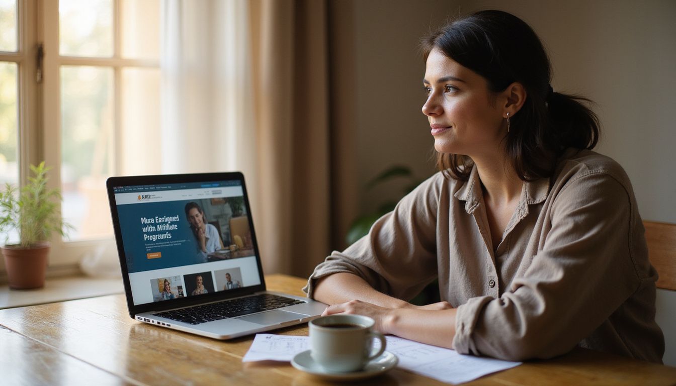 A woman working at home with the R&R CBD Affiliate Program.